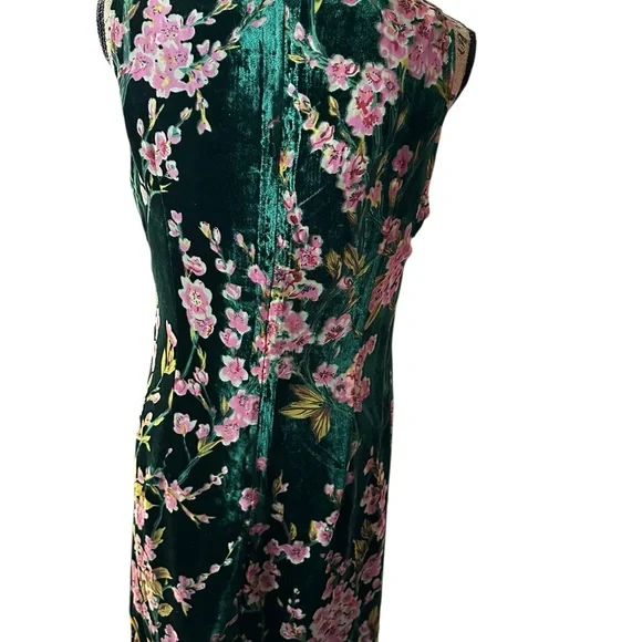 Floral Midi Dress in Green and Pink - Picture 4 of 5